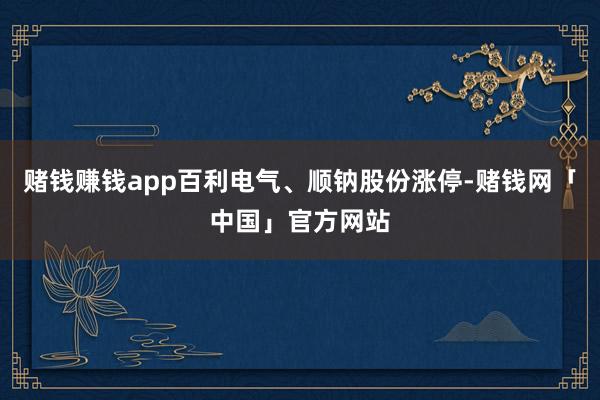 赌钱赚钱app百利电气、顺钠股份涨停-赌钱网「中国」官方网站