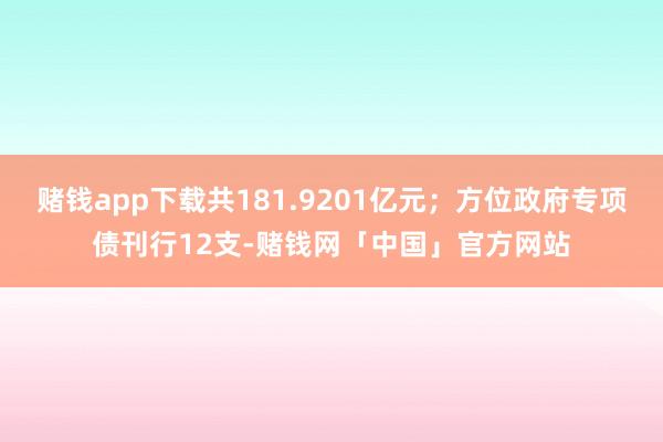 赌钱app下载共181.9201亿元；方位政府专项债刊行12支-赌钱网「中国」官方网站