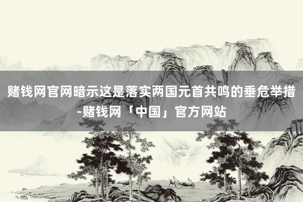 赌钱网官网暗示这是落实两国元首共鸣的垂危举措-赌钱网「中国」官方网站