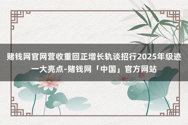 赌钱网官网营收重回正增长轨谈招行2025年级迹一大亮点-赌钱网「中国」官方网站
