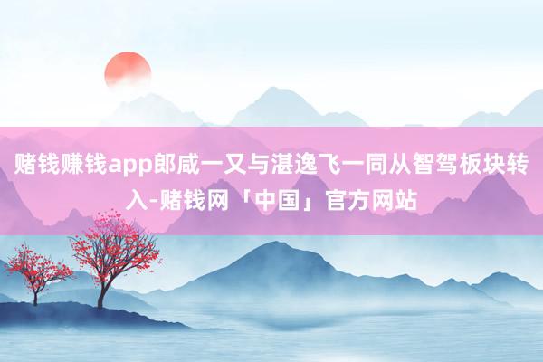 赌钱赚钱app郎咸一又与湛逸飞一同从智驾板块转入-赌钱网「中国」官方网站